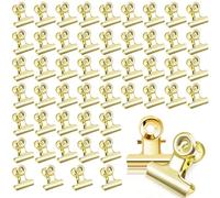 50 Piezas Bulldog Binder Clips, 22 mm Binder Paper Clips Oficina Metalica Pinzas Metal Papel de Bisagra Clip, para Bolsas de Alimentos, Fotos, Fuente de Oficina en el Hogar (Oro50)