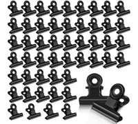 50 Piezas Bulldog Binder Clips, 22 mm Binder Paper Clips Oficina Metalica Pinzas Metal Papel de Bisagra Clip, para Bolsas de Alimentos, Fotos, Fuente de Oficina en el Hogar (Negro50)