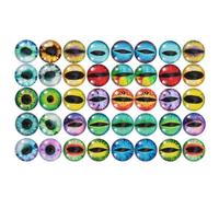 50 Piezas Cabujón de Vidrio Ojo Hemisférico 20mm | Estilo Mixto, Base Plana Lista para Pegar, Adecuado para Manualidades, Adornos y Colgantes Color Aleatorio Estilo Aleatorio