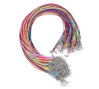 50 Piezas Cadena de Collares de Cordón de Cera, 2mm Colorido Cuerda Collar con Cierre Collares Cordon Cuero para Colgante para Hacer Joyas, Collar de Cuentas, Brazalete, Manualidades de Bricolaje