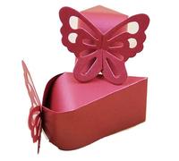 50 piezas Caja de recuerdos de mariposa Caja de dulces nacarados DIY Boda Cumpleaños Regalo de dulces Cajas de cartón de chocolate Cajas pequeñas (rojo)