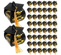 50 Piezas Cajas de Dulces de Graduación, Sombrero de Graduación Shaped Gift Box de Papel, 5,5x5,5x9cm Gorra de Caramelo de Descuento de Diplomas de Fiesta