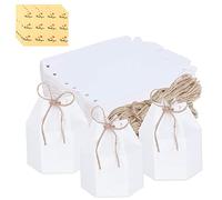 50 Piezas Cajas Dulces Papel Kraft,Cajas Regalo Para Fiestas Bricolaje,Caja Regalo Papel Kraft Blanco,Cajas Regalos Con Forma Hexagonal,Con Cordel y Etiquetas,Se Utiliza Para Bodas,Dulces,Fiestas