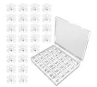 50 Piezas Canillas Maquina Coser, Bobinas para Máquina de Coser Universal de Plástico, Costura Accesorios, con Caja de Almacenamiento, Reutilizables, 2cm x 0.6cm x 1.1cm (Color Transparente)