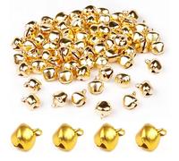 50 Piezas Cascabeles,Cascabeles Pequeños,Campanas de Metal,para Manualidades,Decoración de Fiestas,Embalaje de Regalo,Decoración Navideña,12mm (Oro)