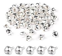 50 Piezas Cascabeles,Cascabeles Pequeños,Campanas de Metal,para Manualidades,Decoración de Fiestas,Embalaje de Regalo,Decoración Navideña,12mm (Plata)