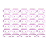 50 Piezas Cepillo de Uñas Pequeño, Plástico Púrpura | Cerdas Suaves y Finas, Cuerpo Transparente Curvado, para Técnicos y Adultos, Uso en Salón o Viaje