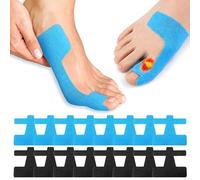 50 Piezas Cinta Kinesiológica para Hallux Valgus, Precortadas Vendaje Precortado para Hallux Valgus, para Dedos y Pies Mujeres y Hombres, Suave, Transpirable y Delicada (Negro y Azul)