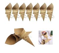 50 Piezas Cono Papel Kraft Retro para Boda, Confeti y Arroz - Envases de Regalo para Navidad