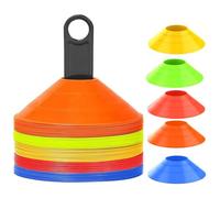 50 Piezas Conos Entrenamiento, Conos Señalizacion para Entrenamiento Futbol, Conos Futbol con Soporte de Almacenamiento, Accesorios Futbol para Entrenamiento de Fútbol y Marcado de Canchas (5 Colores)