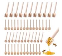 50 Piezas cucharas de miel, mini cucharas de madera para miel, mermelada, miel, pequeños palitos de miel, para bodas, cumpleaños, baby showers, Navidad, fiestas, coleccionables, varilla agitadora