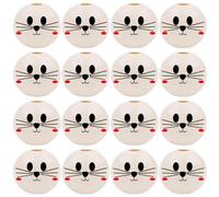 50 Piezas Cuentas,Cuentas de Madera,Bolas de Madera Manualidades,Cuentas de Mdera con Cara Sonriente,con Agujero,para Bricolaje,Pulseras,Manualidades,20 mm (Gato Sonriente)