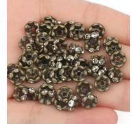 50 piezas Cuentas espaciadoras de diamantes de imitación, cuentas espaciadoras de metal de cristal multicolor, cuentas redondas para hacer joyas, pulseras DIY