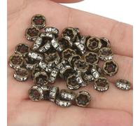 50 piezas Cuentas espaciadoras de diamantes de imitación, cuentas espaciadoras de metal de cristal multicolor, cuentas redondas para hacer joyas, pulseras DIY