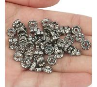 50 piezas Cuentas espaciadoras de diamantes de imitación, cuentas espaciadoras de metal de cristal multicolor, cuentas redondas para hacer joyas, pulseras DIY