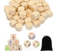 50 Piezas Dados en Blanco de Madera, Dados en Blanco de Bricolaje Cubos de Madera Dados Poker Dados en Blanco Dados de Madera Lisos para Arte Props de Juego de Cartas Manualidades, 20 MM