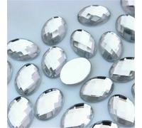 50 piezas de 13 x 18 mm de diamantes de imitación acrílicos de colores con parte trasera plana y forma ovalada, piedras y cristales, accesorios para manualidades de ropa ZZ724-Transparente