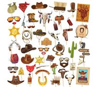 50 Piezas de Accesorios fotográficos de Vaquero, Estilo Vaquero Occidental, Accesorios temáticos para Fiestas de cumpleaños, Diversos Suministros de fotografía callejera, Accesorios de Carnaval