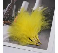 50 piezas de atrapasueños, ramillete de plumas, aretes, tocado, colorido, pavo, decoración de terciopelo vascular, color azul oscuro [amarillo]