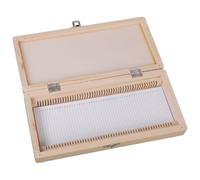 50 piezas de biología de vidrio preparado para portaobjetos con caja de almacenamiento de madera, hebilla de metal, hecha a mano, organizador sólido, no tóxico, portaobjetos de madera