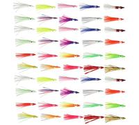 50 piezas de cebo de pesca brillante artificial para pesca con curricán falda, señuelo suave, calamar, atractor realista de peces