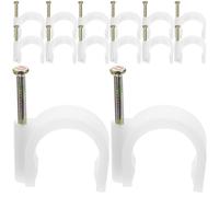 50 piezas de clips de acero para sujetar cables coaxiales de tubo de clavo para TV, punto de control fronterizo, tubo en U, color blanco.