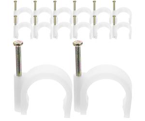 50 piezas de clips de acero para sujetar cables coaxiales de tubo de clavo para TV, punto de control fronterizo, tubo en U, color blanco.