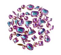 50 piezas de diamantes de imitación para coser en garras de cristal transparente con parte trasera plana con agujero para joyería, ropa, vestido, decoración de disfraces, piedra de cristal para
