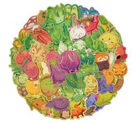 50 Piezas De Fruta Pegatina De Animal Vegetal Pegatina Estética Para Álbum Recortes La Portátil Estuche Teléfono Para Patinetas Álbum Recompensa Niños