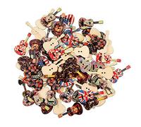 50 piezas de madera de guitarra teclas para manualidades, costura, scrapbooking, accesorios de bricolaje, portátiles y útiles durability