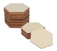 50 piezas de madera en blanco sin terminar, rebanadas de madera hexagonal natural de 4 pulgadas para manualidades, pirografía, pintura, grabado, grabado, tallado, posavasos