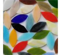 50 piezas de mosaicos de colores variados con forma de hoja, vitrales, rompecabezas for bricolaje, material de decoración de pared(Color 02)