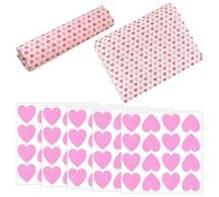 50 piezas de papel de regalo impreso de amor, 80 piezas de pegatinas de corazones, papel de regalo para hornear, papel para envolver dulces, papel encerado impermeable