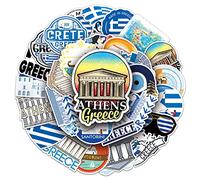 50 Piezas de Pegatinas de El Griego,Pegatinas para Ordenador Portatil Agenda Laptop Skate Botella Agua Guitarras Maletas equipajes Coches y Bicicletas,Greece Impermeable Vinilo Pegatinas