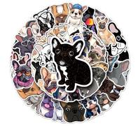 50 Piezas de Pegatinas de French Bulldog,Pegatinas para Ordenador Portatil Agenda Laptop Skate Botella Agua Guitarras Maletas equipajes Coches y Bicicletas,French Bulldog Impermeable Vinilo Pegatinas