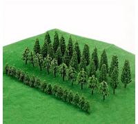 50 piezas de plástico modelo de tren miniatura árbol paisaje al aire libre ferrocarril edificio paisaje arena mesa modelos decoración, suministros de diorama, estilo A