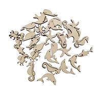 50 piezas de recortes de madera sin terminar animales oceánicos pintura de madera manualidades para niños decoración del hogar ornamento DIY arte proyecto pulpo ballena delfín caballito de mar