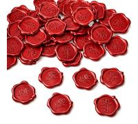 50 piezas de sellos de cera autoadhesivos rojos, sellos de cartas con diseño de rosas, sellos de cera adhesivo vintage, sellos para invitaciones de sobres, invitaciones de boda, embalajes de regalo