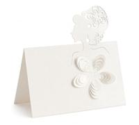 50 Piezas De Tarjetas De Lugar Cortadas Con Láser, 3D Pop Up Flower Lady Silhouette Carpa Cards (Beige)