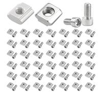 50 piezas de tuercas M5 con tornillo, acero inoxidable T Tuerca ranura 6 Serie 2020 T Tuercas tipo B, tornillo hexagonal interior, juego de conectores T Tuerca de martillo para ranura de extrusión de