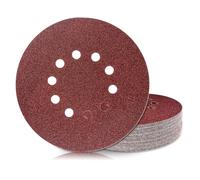 50 Piezas Discos de Lijado de 225 mm, Grano P40/60/80/120/240, 10 Agujeros de Lijadora de Gancho y Bucle, Para Lijadora de Paneles de Yeso, Lijadora de Cuello Largo