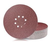50 Piezas Discos de Lijado de 225 mm, Grano P40/60/80/120/240, 8 Agujeros de Lijadora de Gancho y Bucle, Para Lijadora de Paneles de Yeso, Lijadora de Cuello Largo