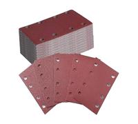 50 Piezas Hojas de Lija Rectangular 93x185 mm con 8 Agujeros y Velcro, Granos 40/60/80/120/240, para Lijadora Orbital, Eliminar Oixido, Pulir, Lijar y Quitar Pintura
