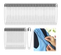 50 Piezas Imperdibles de Seguridad, Pasadores de Seguridad de Acero Inoxidable, Clips Marcadores de Seguridad, Alfileres de Seguridad para Ropa, Hogar, Imperdibles con Cierre Seguro (Plata, 45mm)