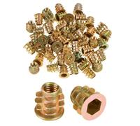50 Piezas Inserciones Roscadas, Tuercas de Inserción Roscadas M5×10 Mm Insertos de Madera Roscados Conector de Sujeción de Perno Unidad de Casquillo Hexagonal para Tuercas de Tornillo para Mueble