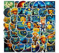 50 Piezas Las estrellas de Van Gogh Pegatinas para Niños y Niñas,Adolescentes,Portátiles,Maleta,Bicicletas,Monopatín,Guitarra,Casco,Equipaje,Coche,Van Gogh Impermeable Vinilo Pegatinas Decorativas