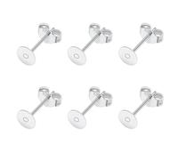 50 Piezas/Lote de Pendientes de Poste en Blanco chapados en Plata 925, Base de Pasador con tapón para Pendientes, Accesorios para Hacer Joyas DIY