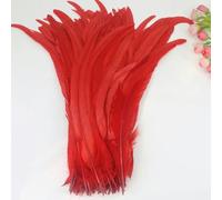 50 piezas/lote de plumas de gallo, plumas de carnaval para decoración, 25-40 cm y accesorios para coser en la mesa, vestido de plumas de pollo, rojo, 30-35 cm