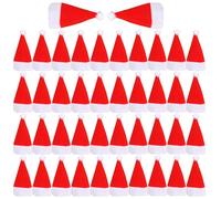 50 piezas Mini Gorro Navideño, Bolsas para Cubiertos Navideños Gorro de Papá Noel Porta Cubiertos, para Decoración de Mesa de Fiesta, Decoración Navideña