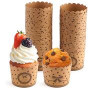 50 Piezas Moldes para Muffins y Cupcakes de Cartón, 7 x 6 x 5.5cm Papel Kraft Magdalenas Moldes Cupcakes Hornear, Tazas de Papel para Postres y Helado, para Bodas, Cumpleaños, Fiestas (Marrón)